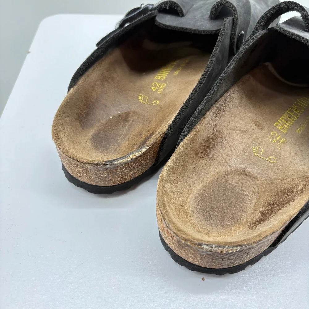 Birkenstock Boston Iron Gray Oiled Leather Clogs Mens Size 42 L11 M9 EU 9 US